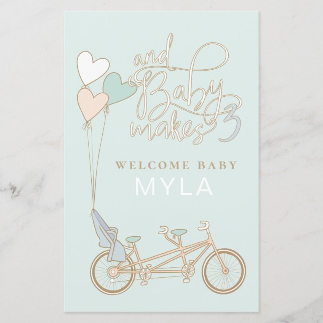 Baby macht Drei Tandembike mit Babysitz nach Maß (Vorderseite)