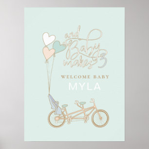 Baby macht Drei Tandembike mit Babysitz nach Maß Poster