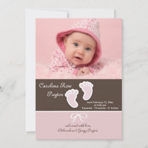 Baby-Mädchen-Abdruck-Foto-Geburts-Mitteilung Ankündigung