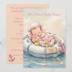 Baby Mädchen an Bord Einladung