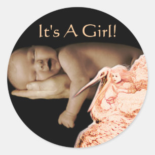Baby-Mädchen-Aufkleber mit deinem Baby-Foto Runder Aufkleber