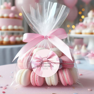 Baby-Mädchen-Aufkleber mit rosa Schleife Runder Aufkleber