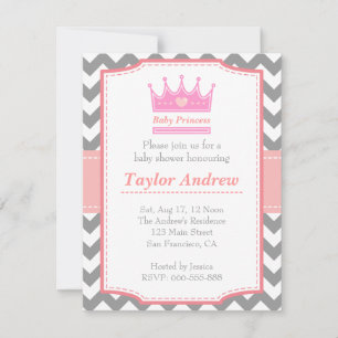 Baby-Mädchen-Baby-Party - Babyprinzessin mit rosa  Einladung