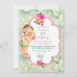 Baby Mädchen Bikini Tropisches Luau Hawaiian-Musch Einladung