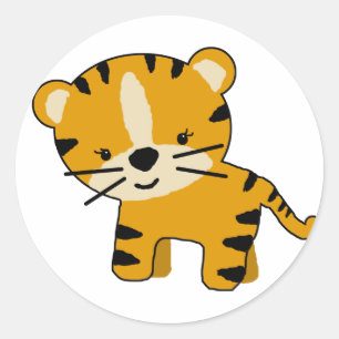 Baby-Mädchen-Cartoon-Tiger Runder Aufkleber