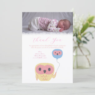 Baby Mädchen Dankeschön Notiz Foto Karte Vorlage