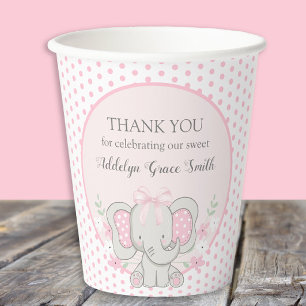 Baby Mädchen Elefant Rosa Punkte Sip See Baby-Part Pappbecher
