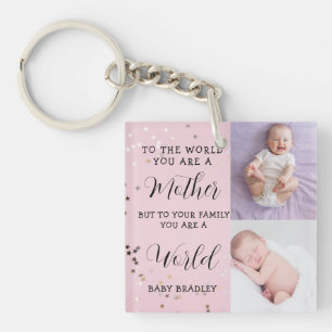 Baby Mädchen Erstes Jahr Foto-Collage Andenken ros Schlüsselanhänger