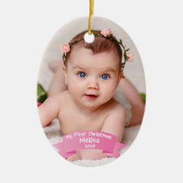 Baby-Mädchen-erstes WeihnachtsFoto Keramik Ornament