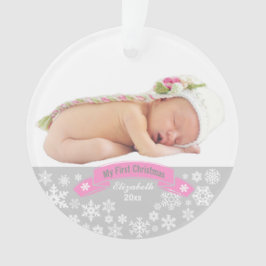 Baby-Mädchen-Foto-erstes Weihnachten der Ornament