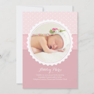 Baby Mädchen Foto Geburt Verkündungskarte mit geru Ankündigung