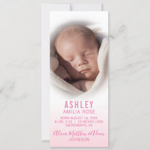 Baby-Mädchen-Geburts-Mitteilungs-Gedicht   FOTO Ankündigung