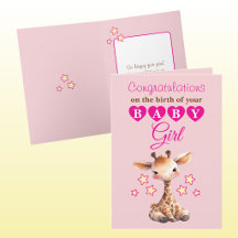 Baby Mädchen Gratulation Giraffe rosa