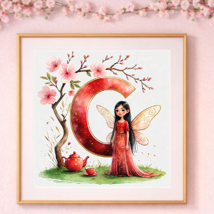 Baby Mädchen Kinderzimmer Buchstabe C Feen Blumenm Poster