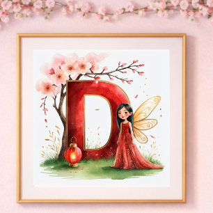 Baby Mädchen Kinderzimmer Buchstabe D Fee Blumenmu Poster