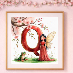 Baby Mädchen Kinderzimmer Buchstabe Q Feen Blumenm Poster