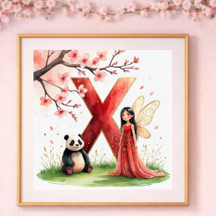 Baby Mädchen Kinderzimmer Buchstabe X Feen Blumenm Poster