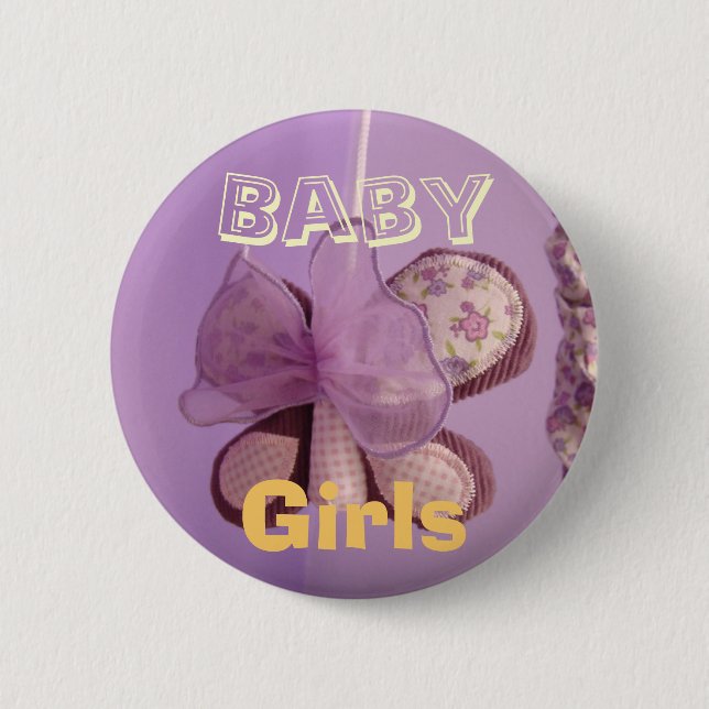 Baby-Mädchen knöpft Lavendel-Schmetterling Button (Vorderseite)
