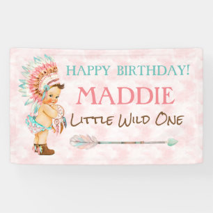 Baby-Mädchen-Kopfschmuck Native American Pink Aqua Banner