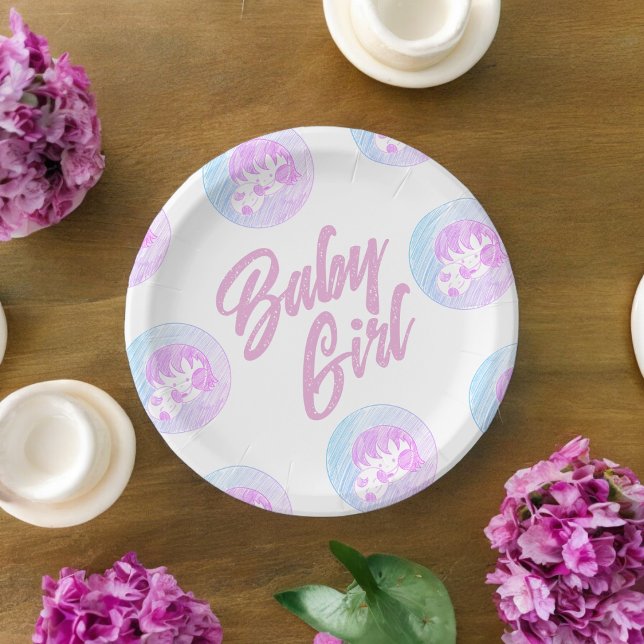 Baby Mädchen Pappteller (baby girl theme,birthday,wedding,baby shower,special occasion event paper plate party supplies)