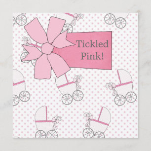 Baby-Mädchen-Party mit rosa Kinderwagen Einladung