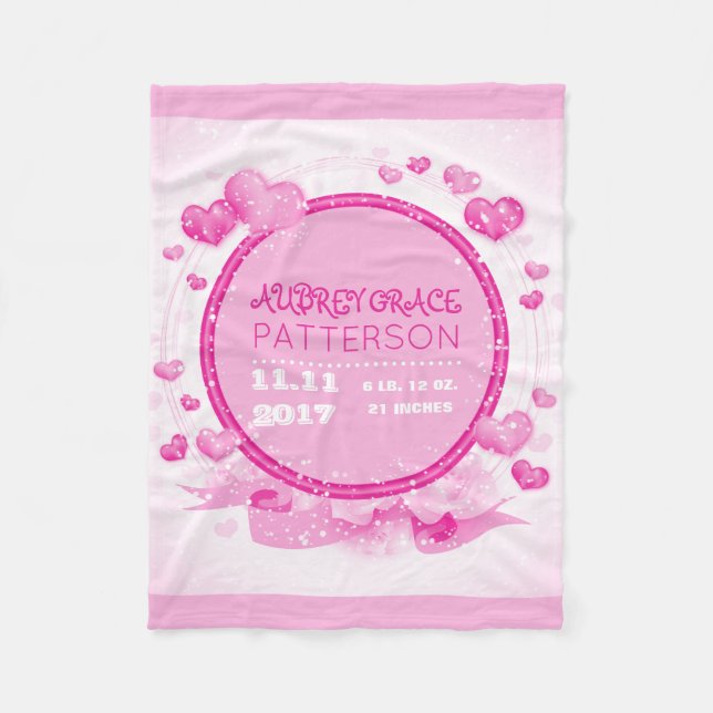 Baby-Mädchen-personalisiertes | rosa Fleecedecke (Vorderseite)