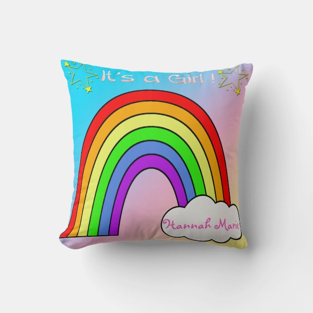 Baby-Mädchen-Regenbogen-Andenken-Kissen Kissen (Vorderseite)