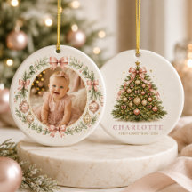 Baby Mädchen Rosa Erstes Weihnachten Schleife Foto