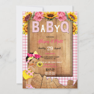 Baby Mädchen Rosa Gelbe Sonnenblume Baby Q Barbecu Einladung