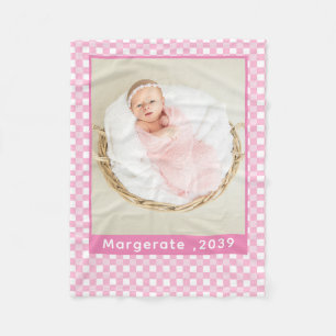 Baby Mädchen Rosa personalisiertes Foto und Name F Fleecedecke
