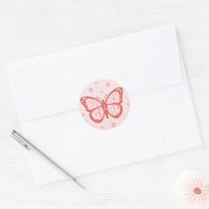 Baby Mädchen Rosa Schmetterling Baby Shower Konfet Runder Aufkleber