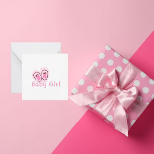 Baby Mädchen rosa Schuhe Baby Shower Mitteilungskarte