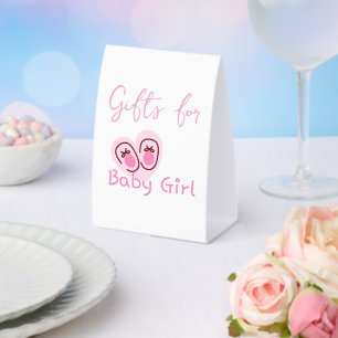 Baby Mädchen Rosa Schuhe Babyparty Tischaufsteller