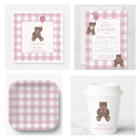 Baby Mädchen Rosa und Weiß Teddybär Baby Shower