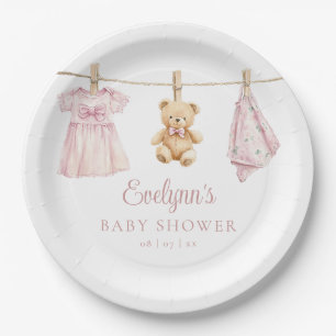 Baby Mädchen Rosa Wäscheleine Baby Shower Pappteller