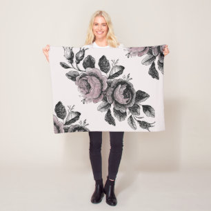 Baby Mädchen Rosa Weiß Schwarz viktorianisches Ros Fleecedecke