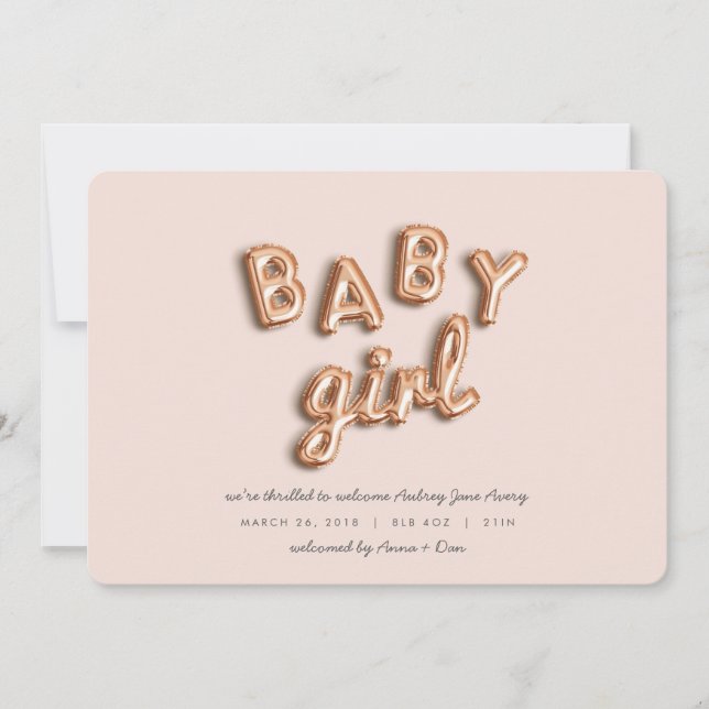Baby Mädchen! Rose Gold/PINK Ankündigung (Vorderseite)