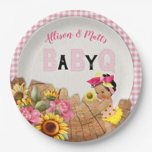 Baby-Mädchen-Shower Pink Sonnenblume Baby Q Barbeq Pappteller