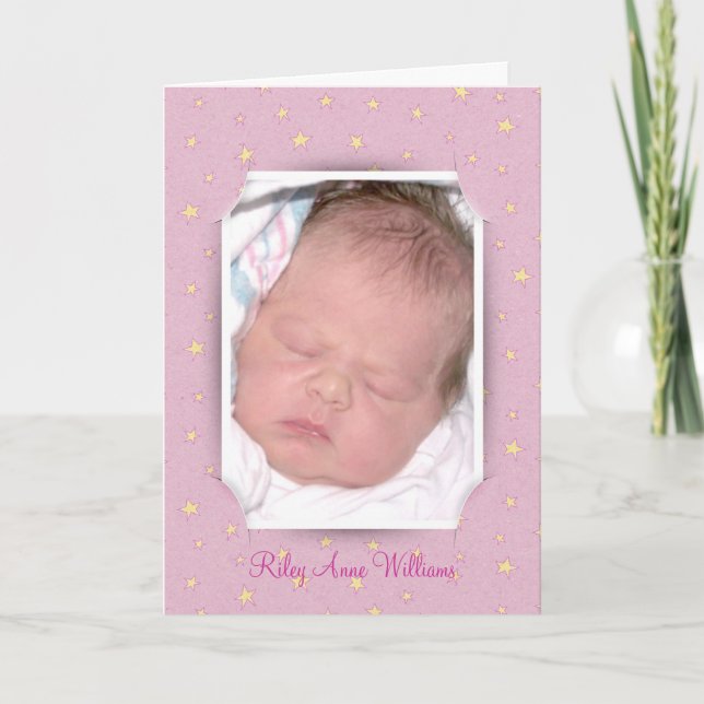 Baby-Mädchen-Stern-Foto-Rahmen Ankündigung (Vorderseite)