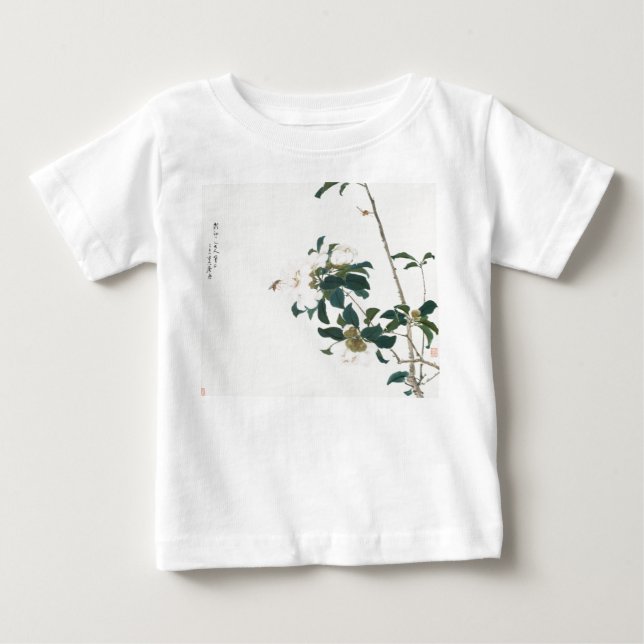 BABY MÄDCHEN T - SHIRT MIT INDIVIDUELLE NAME BLUME (Vorderseite)