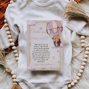 Baby Mädchen Teddy Bär Rosa Dankeskarte