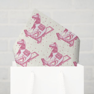 Baby Mädchen Vintage Rosa Hobby Horse Muster Seidenpapier