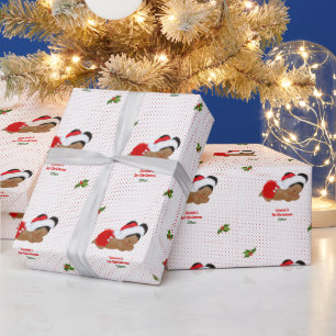 Baby-Mädchen-Weihnachten-Rot-Santa-Hut-Punkt-Verpa Geschenkpapier