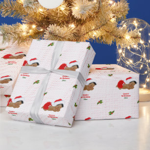 Baby-Mädchen-Weihnachten-Rot-Santa-Hut-Punkt-Wrap- Geschenkpapier