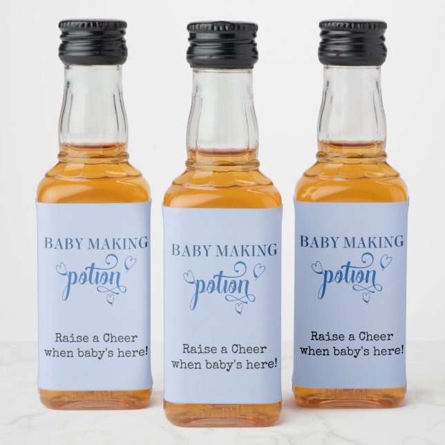 Baby Making Potion Baby Dusche Gefallen Blue Mini Alkoholflaschenetikett (Flaschen)