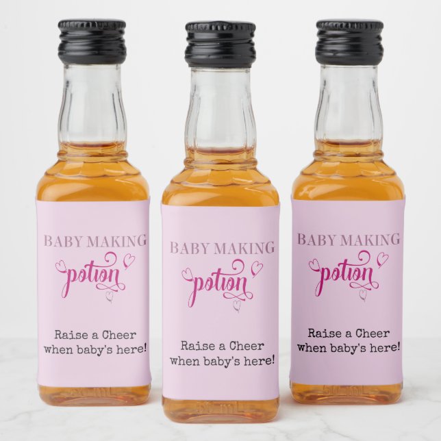 Baby Making Potion Baby Dusche Gefallen Pink Mini Alkoholflaschenetikett (Flaschen)