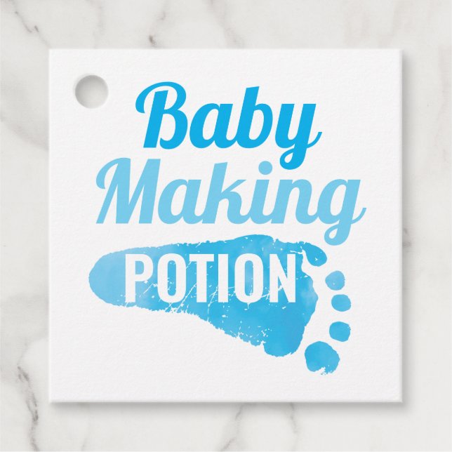 Baby Making Potion Blue Footprint Dusche Vielen Da Geschenkanhänger (Vorderseite)