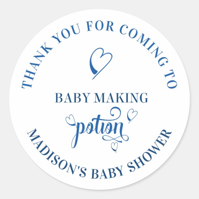 Baby Making Potion Boy Baby Dusche Vielen Dank Runder Aufkleber (Vorderseite)