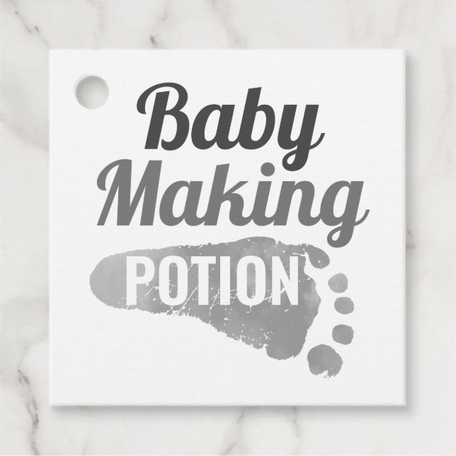 Baby Making Potion Gray Footprint Dusche Vielen Da Geschenkanhänger (Vorderseite)