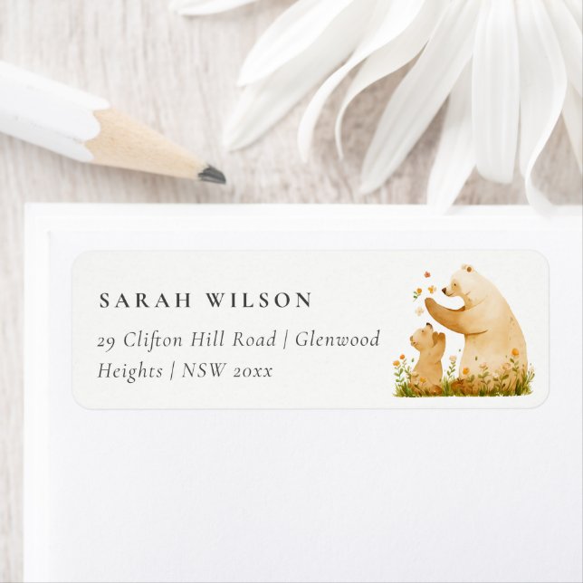 Baby Mama Bear Floral Neutal Wasserfarben Addrohrs (Insitu)